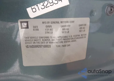 2009 Chevrolet Cobalt Ls z USA, uszkodzony, nr VIN 1G1AS58H297108820